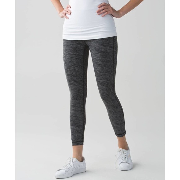Lululemon High Times Luon 7/8 Leggings Diamond Jacquard Space Dye Black Gray 4 - Picture 1 of 12